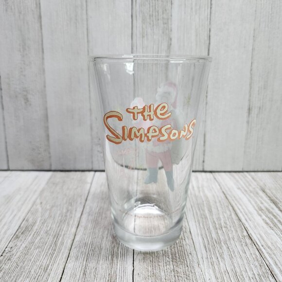 The Simpsons Christmas Pint Drinking Glass Tumbles 6'' Christmas Gift 2010 - Picture 3 of 9